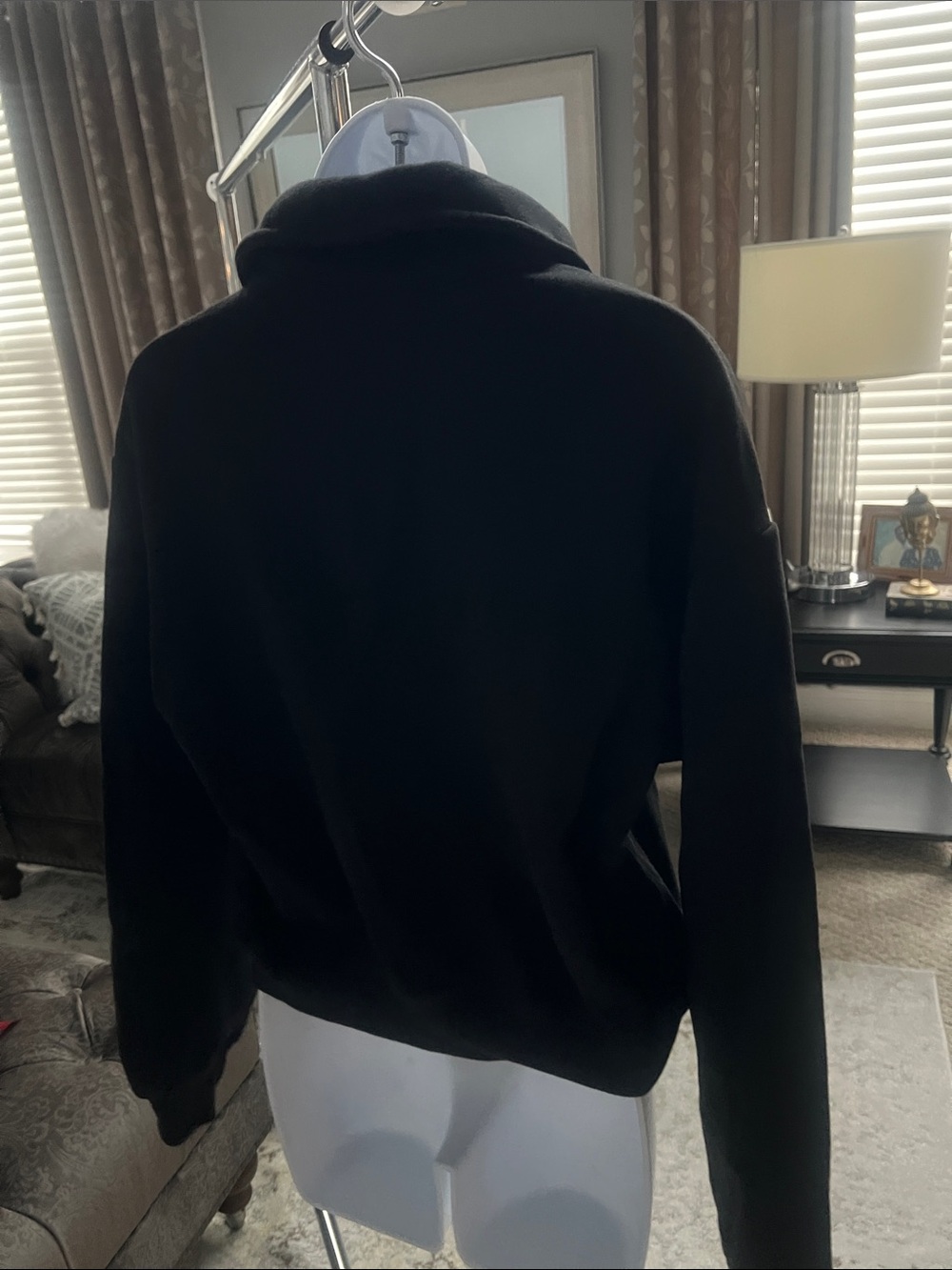 Skims cotton fleece polo Black Long Sleeve Polo Pullover - Picture 5 of 7